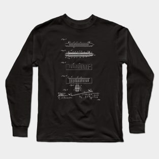 Harmonica Vintage Patent Drawing Long Sleeve T-Shirt